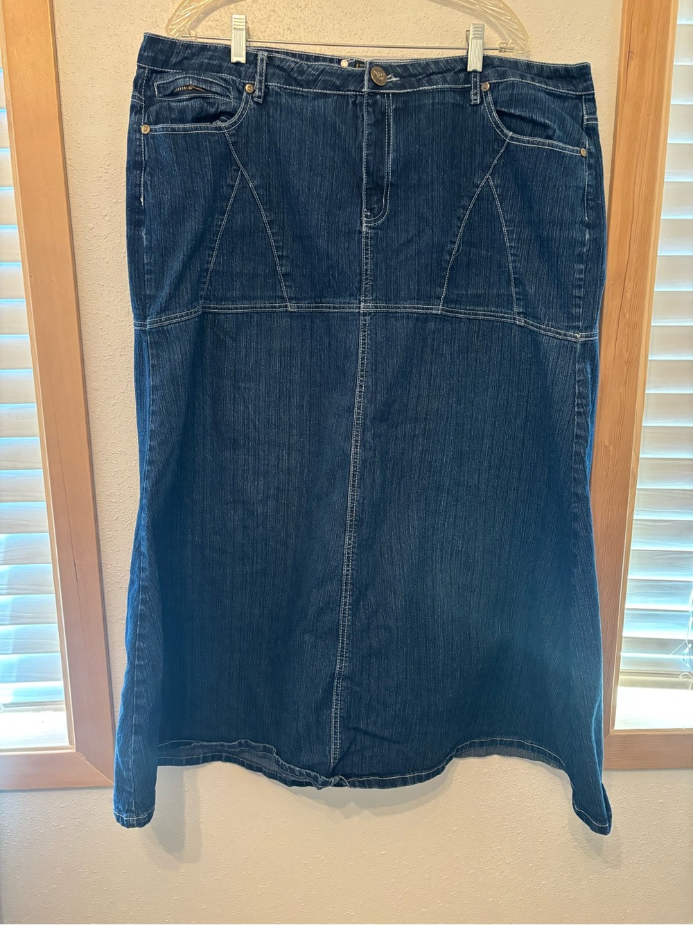 Drama Dark Blue Denim Women’s Skirt with Embroidered Pocket Detail